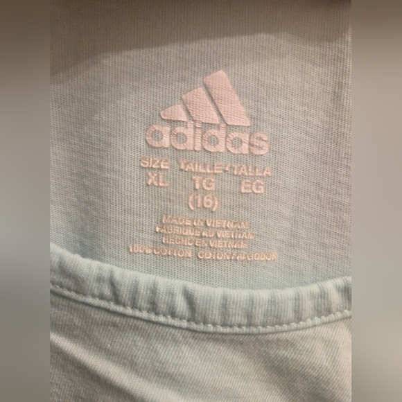 Girls adidas Light Blue Short Sleeve Tee - Picture 4 of 4